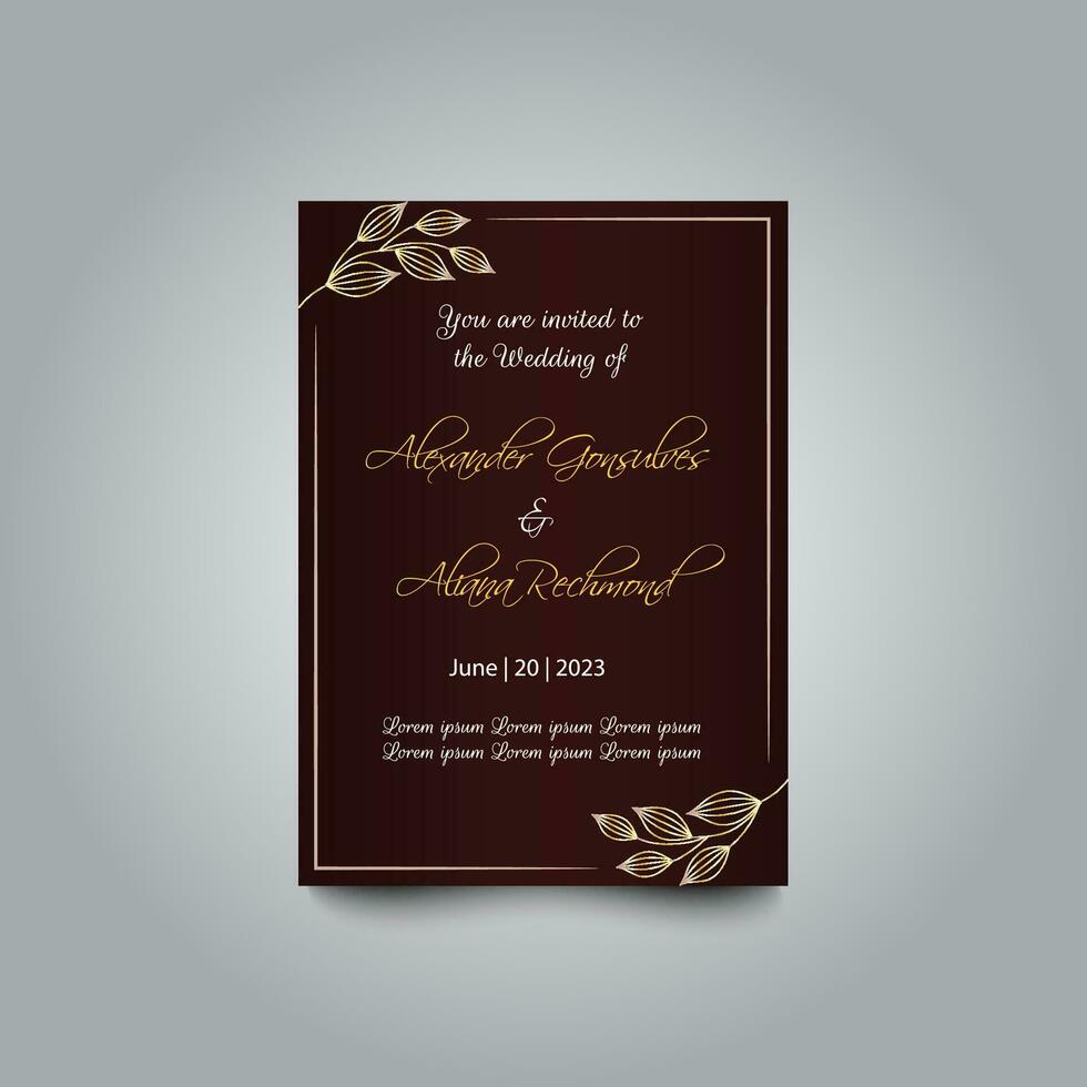 Luxury wedding invitation card design set. Luxury vintage golden vector invitation card template