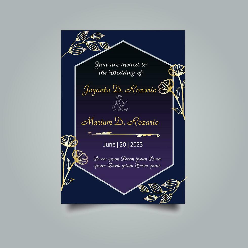 Luxury wedding invitation card design set. Luxury vintage golden vector invitation card template