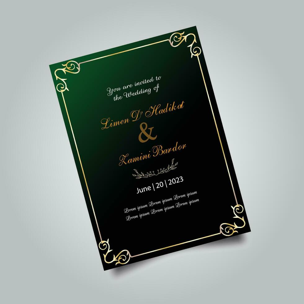 Luxury wedding invitation card design set. Luxury vintage golden vector invitation card template