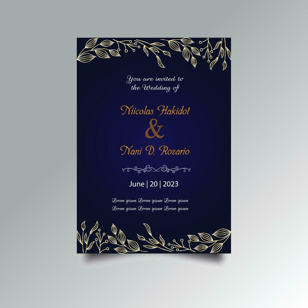 Luxury wedding invitation card design set. Luxury vintage golden vector invitation card template