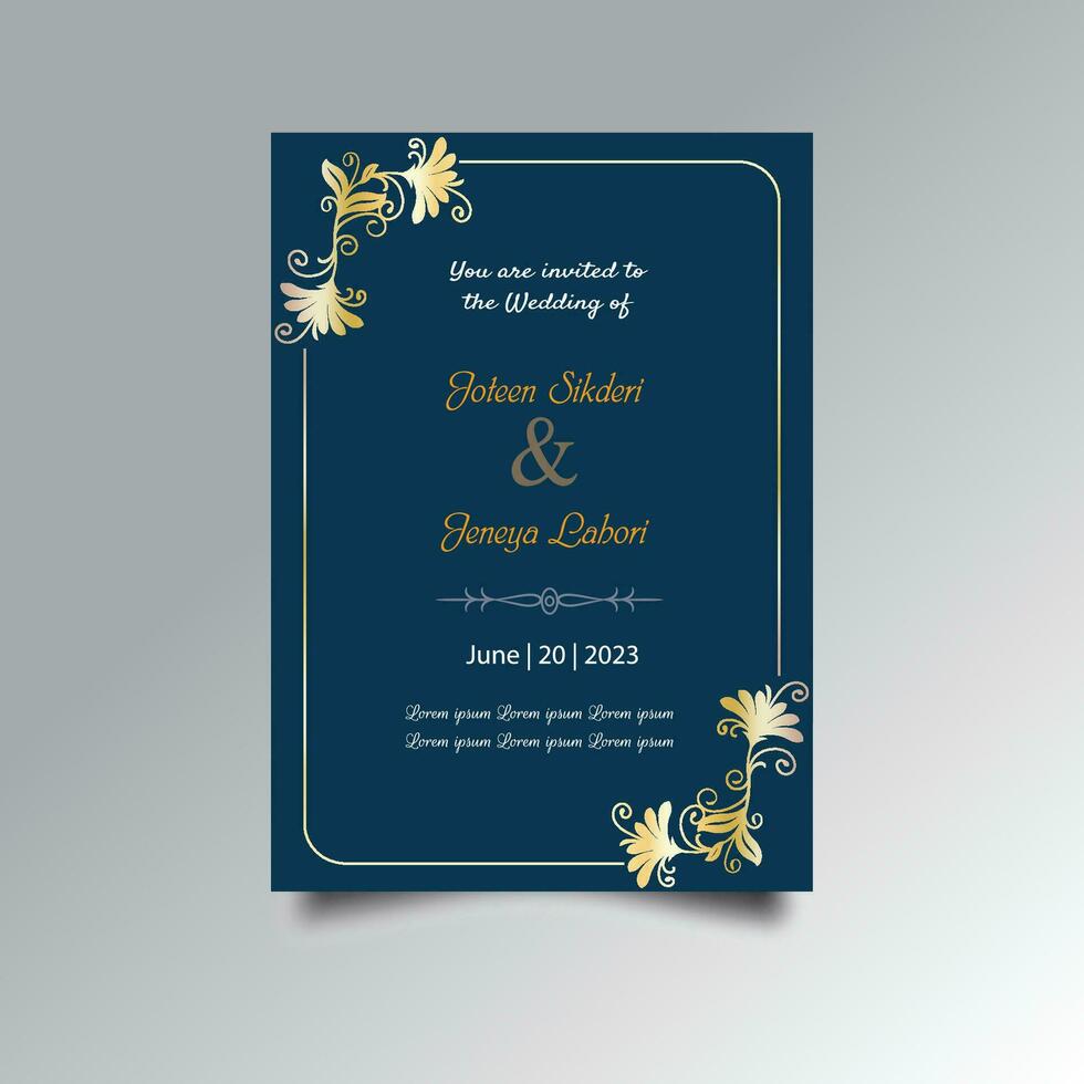 Luxury wedding invitation card design set. Luxury vintage golden vector invitation card template