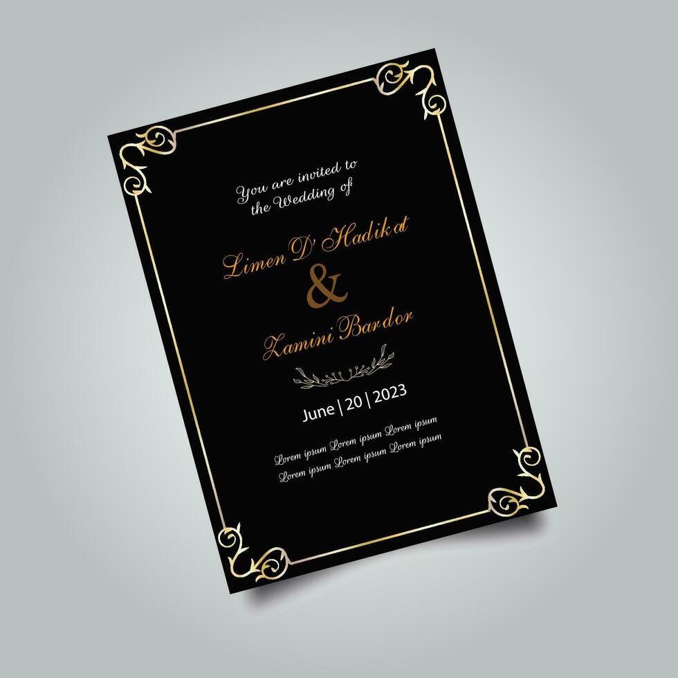 Luxury wedding invitation card design set. Luxury vintage golden vector invitation card template