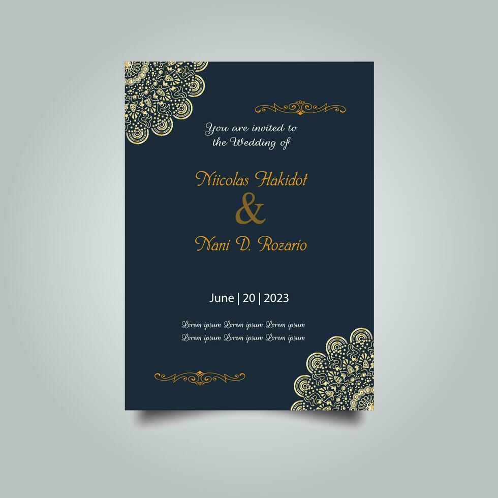 Luxury wedding invitation card design set. Luxury vintage golden vector invitation card template