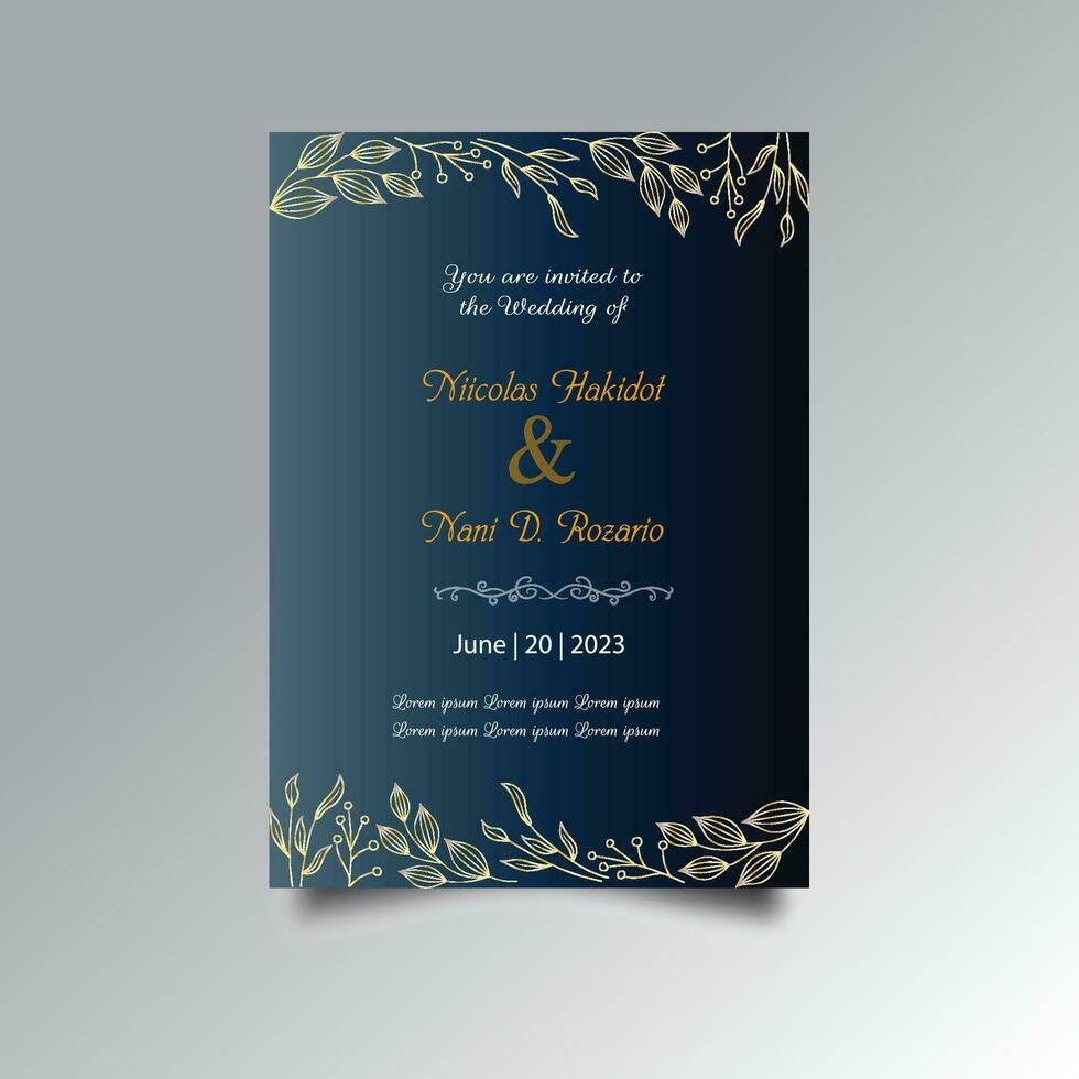 Luxury wedding invitation card design set. Luxury vintage golden vector invitation card template