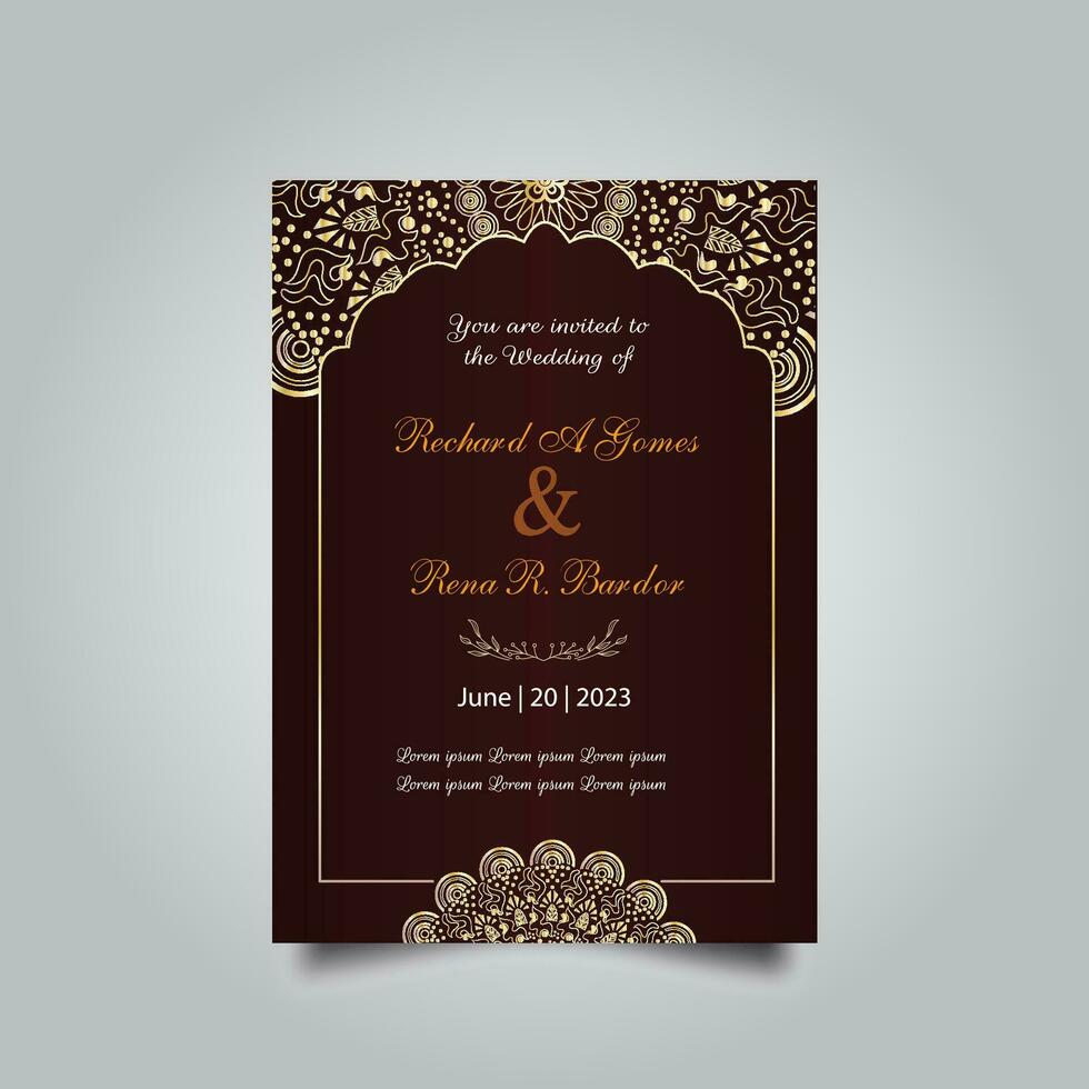 Luxury wedding invitation card design set. Luxury vintage golden vector invitation card template