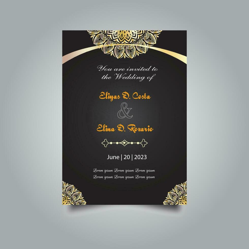 Luxury wedding invitation card design set. Luxury vintage golden vector invitation card template