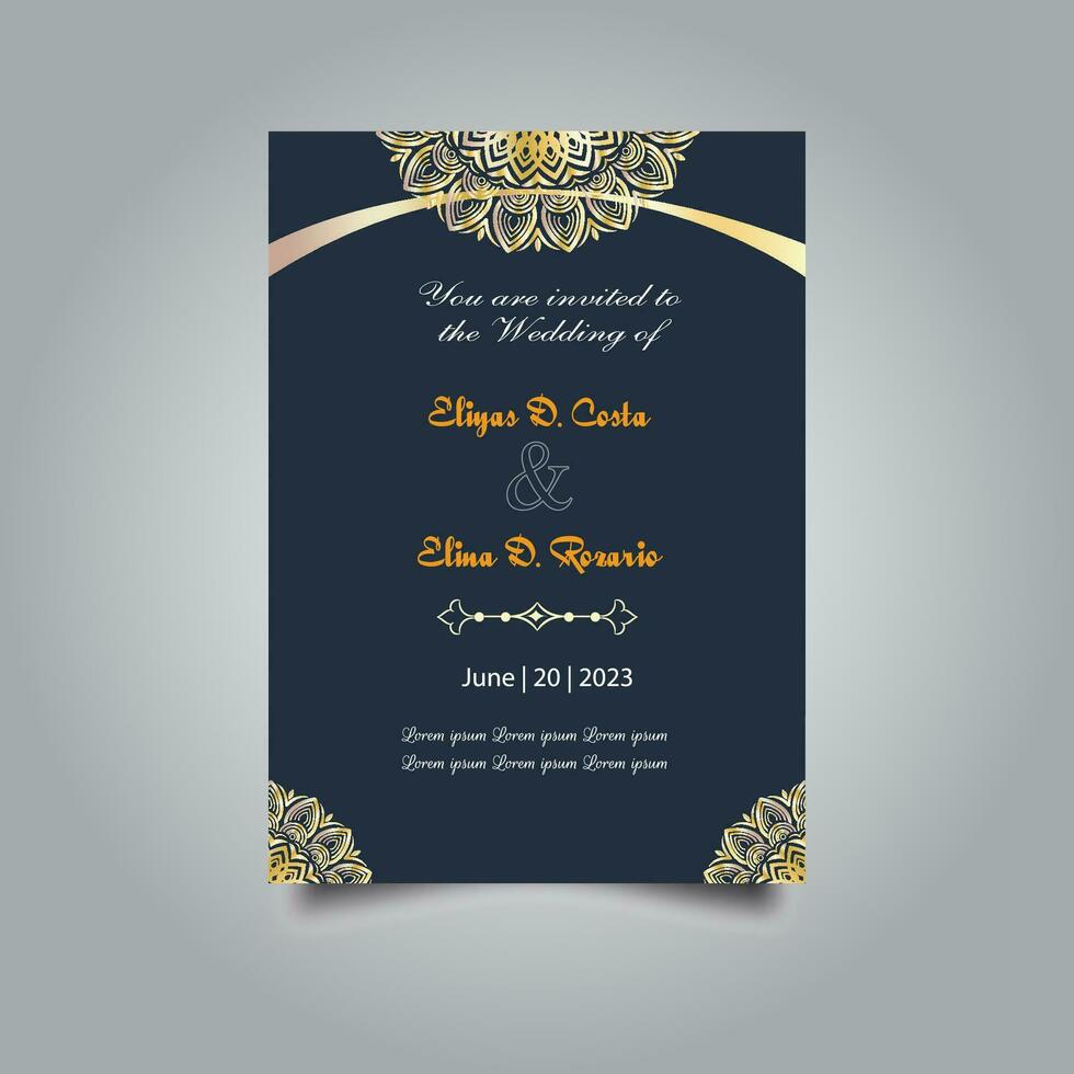 Luxury wedding invitation card design set. Luxury vintage golden vector invitation card template