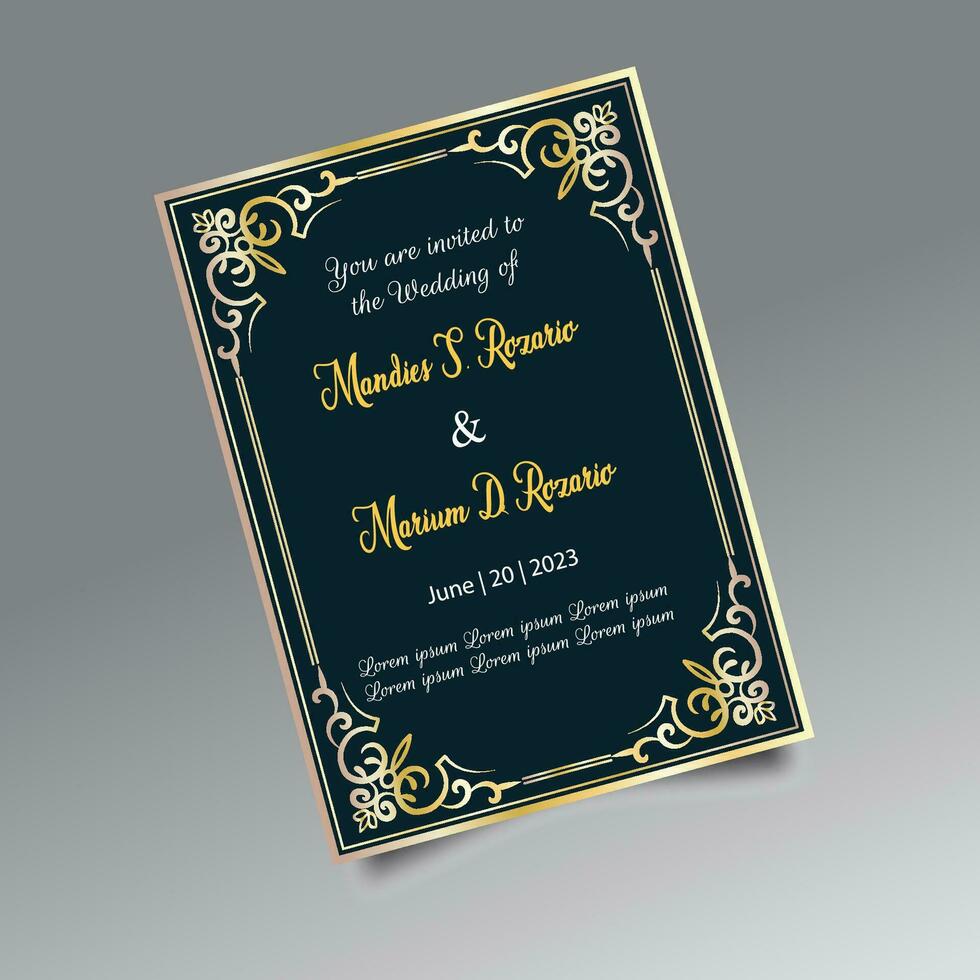 Luxury wedding invitation card design set. Luxury vintage golden vector invitation card template