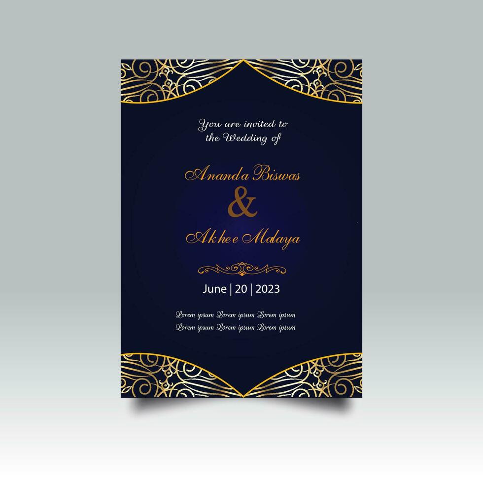 Luxury wedding invitation card design set. Luxury vintage golden vector invitation card template