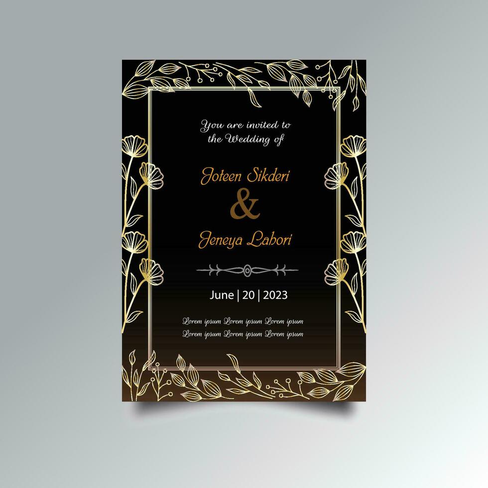 Luxury wedding invitation card design set. Luxury vintage golden vector invitation card template