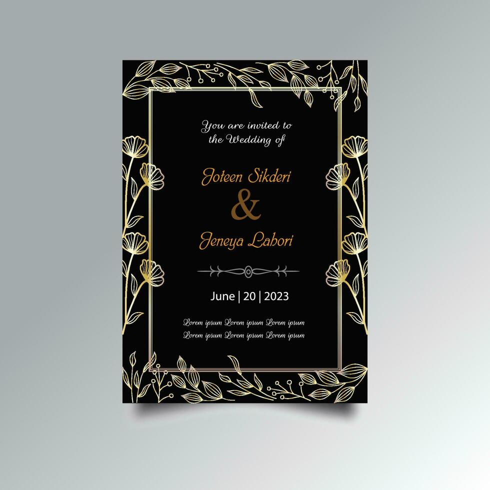 Luxury wedding invitation card design set. Luxury vintage golden vector invitation card template