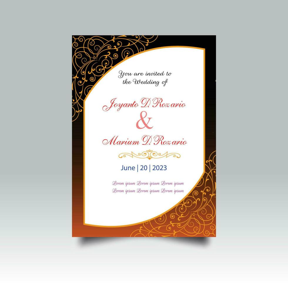 Luxury wedding invitation card design set. Luxury vintage golden vector invitation card template