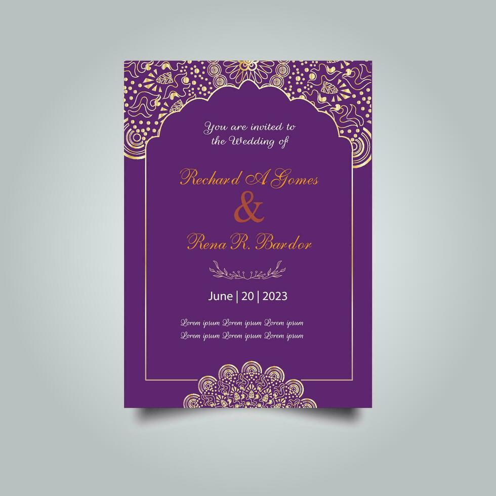Luxury wedding invitation card design set. Luxury vintage golden vector invitation card template
