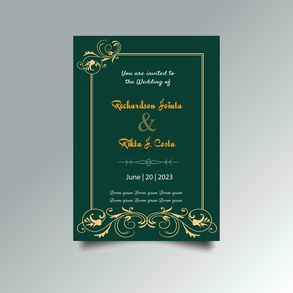 Luxury wedding invitation card design set. Luxury vintage golden vector invitation card template