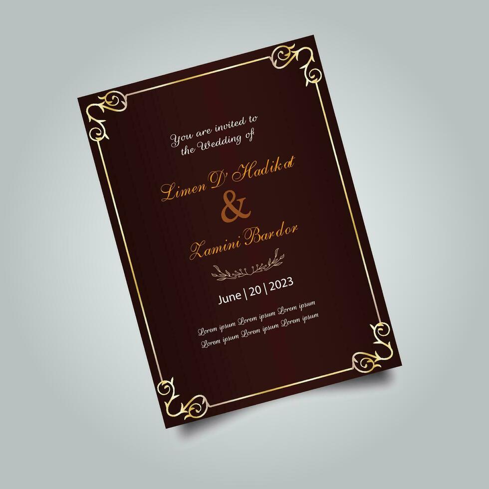 Luxury wedding invitation card design set. Luxury vintage golden vector invitation card template