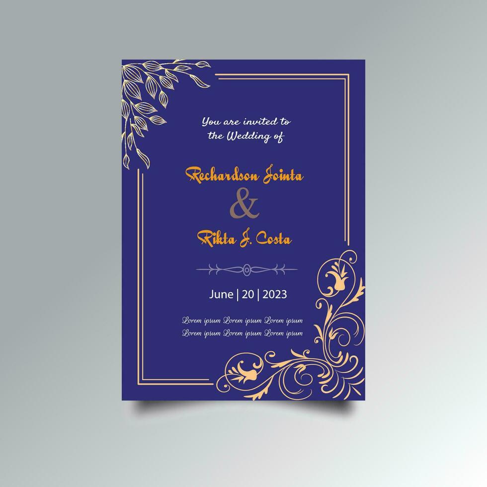 Luxury wedding invitation card design set. Luxury vintage golden vector invitation card template