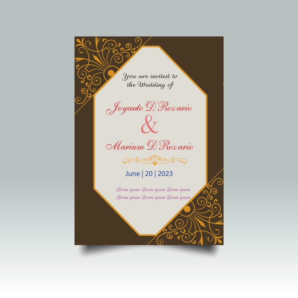 Luxury wedding invitation card design set. Luxury vintage golden vector invitation card template