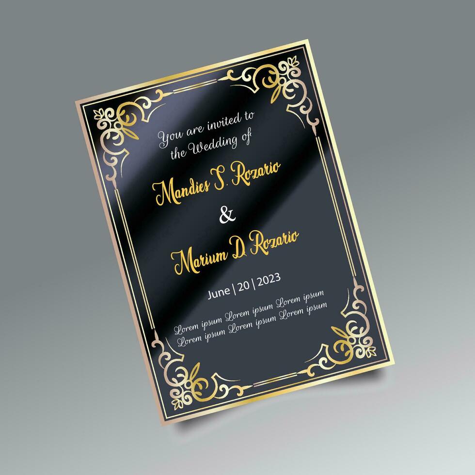Luxury wedding invitation card design set. Luxury vintage golden vector invitation card template