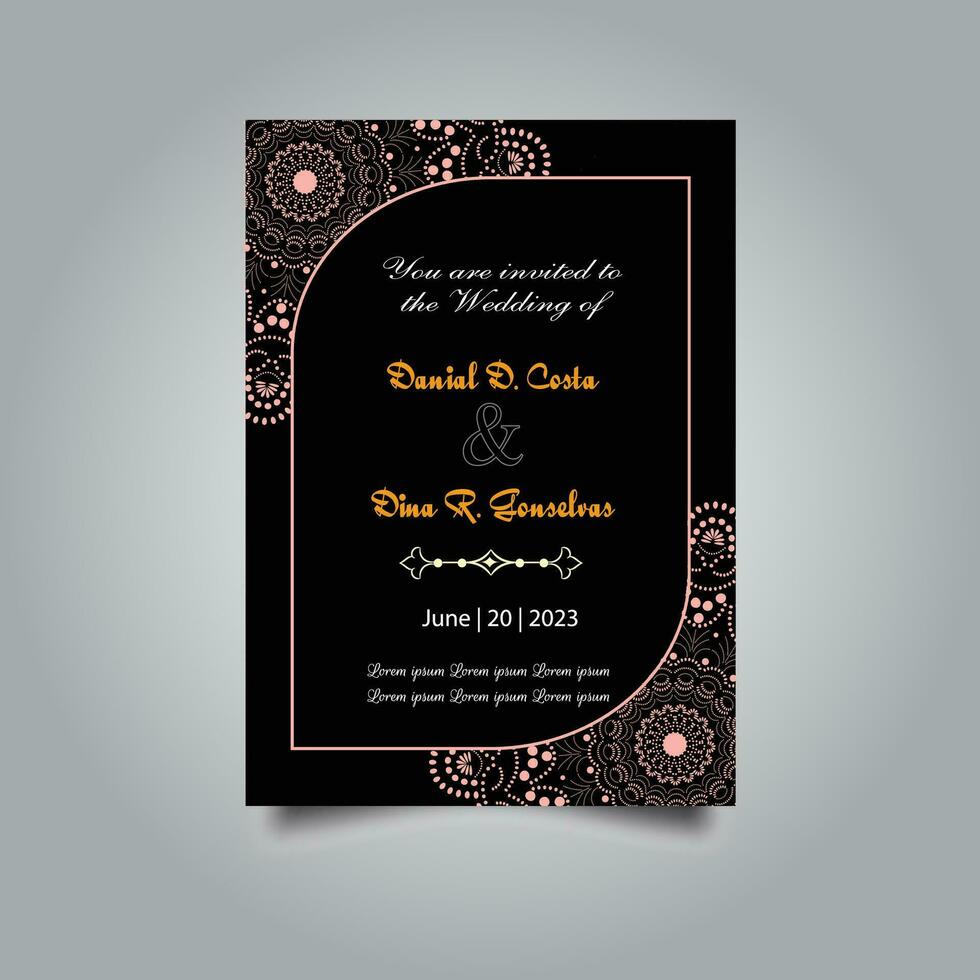 Luxury wedding invitation card design set. Luxury vintage golden vector invitation card template