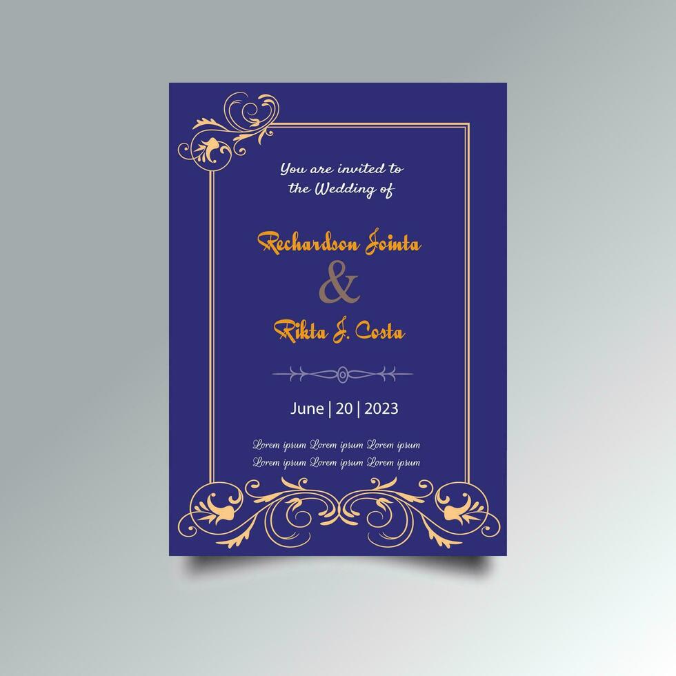 Luxury wedding invitation card design set. Luxury vintage golden vector invitation card template