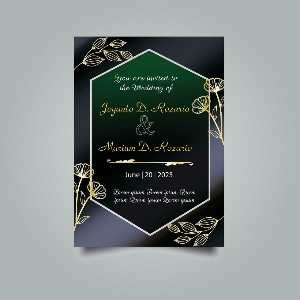 Luxury wedding invitation card design set. Luxury vintage golden vector invitation card template