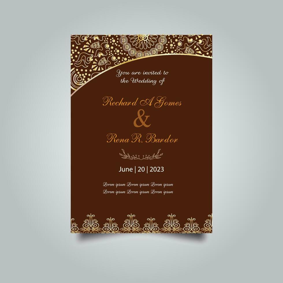 Luxury wedding invitation card design set. Luxury vintage golden vector invitation card template