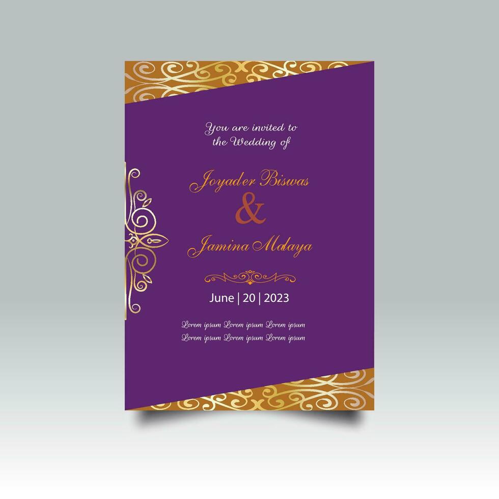 Luxury wedding invitation card design set. Luxury vintage golden vector invitation card template