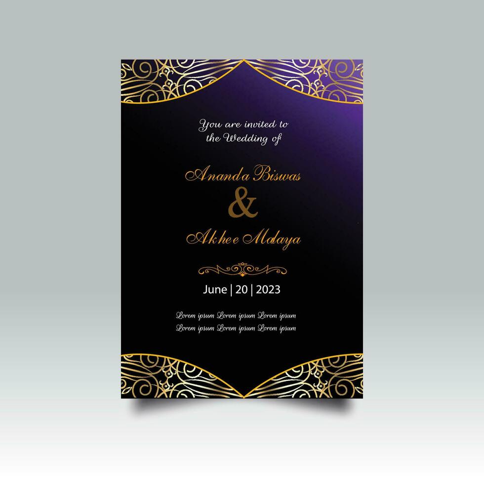 Luxury wedding invitation card design set. Luxury vintage golden vector invitation card template