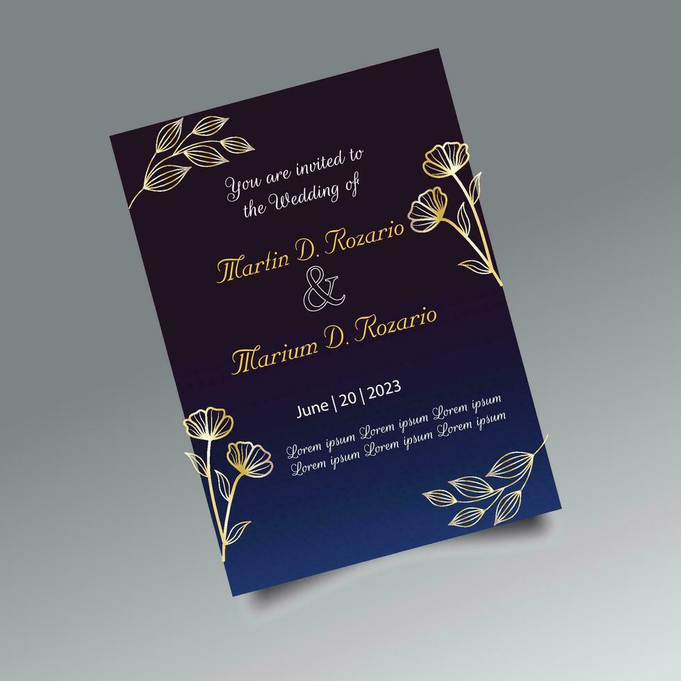 Luxury wedding invitation card design set. Luxury vintage golden vector invitation card template