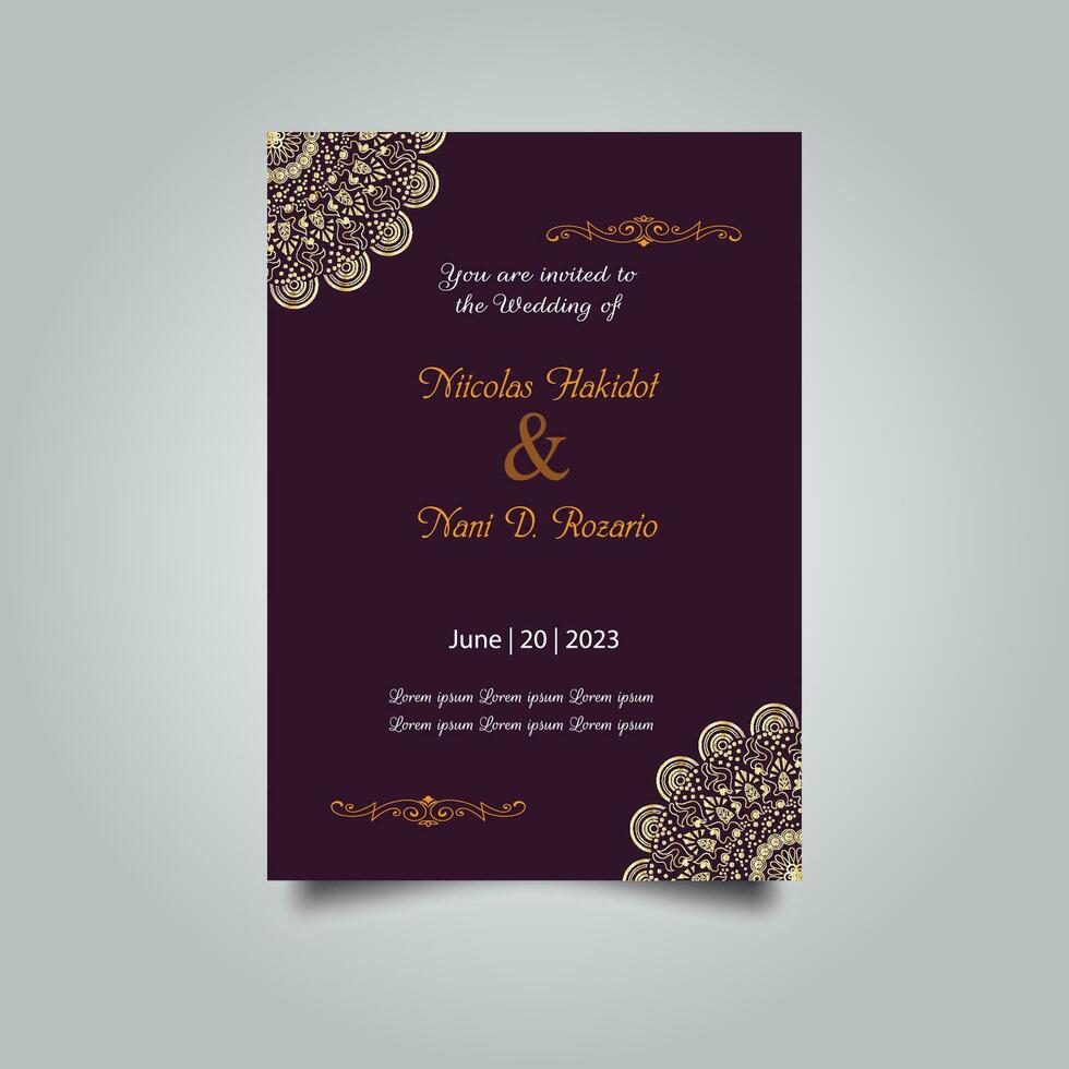 Luxury wedding invitation card design set. Luxury vintage golden vector invitation card template