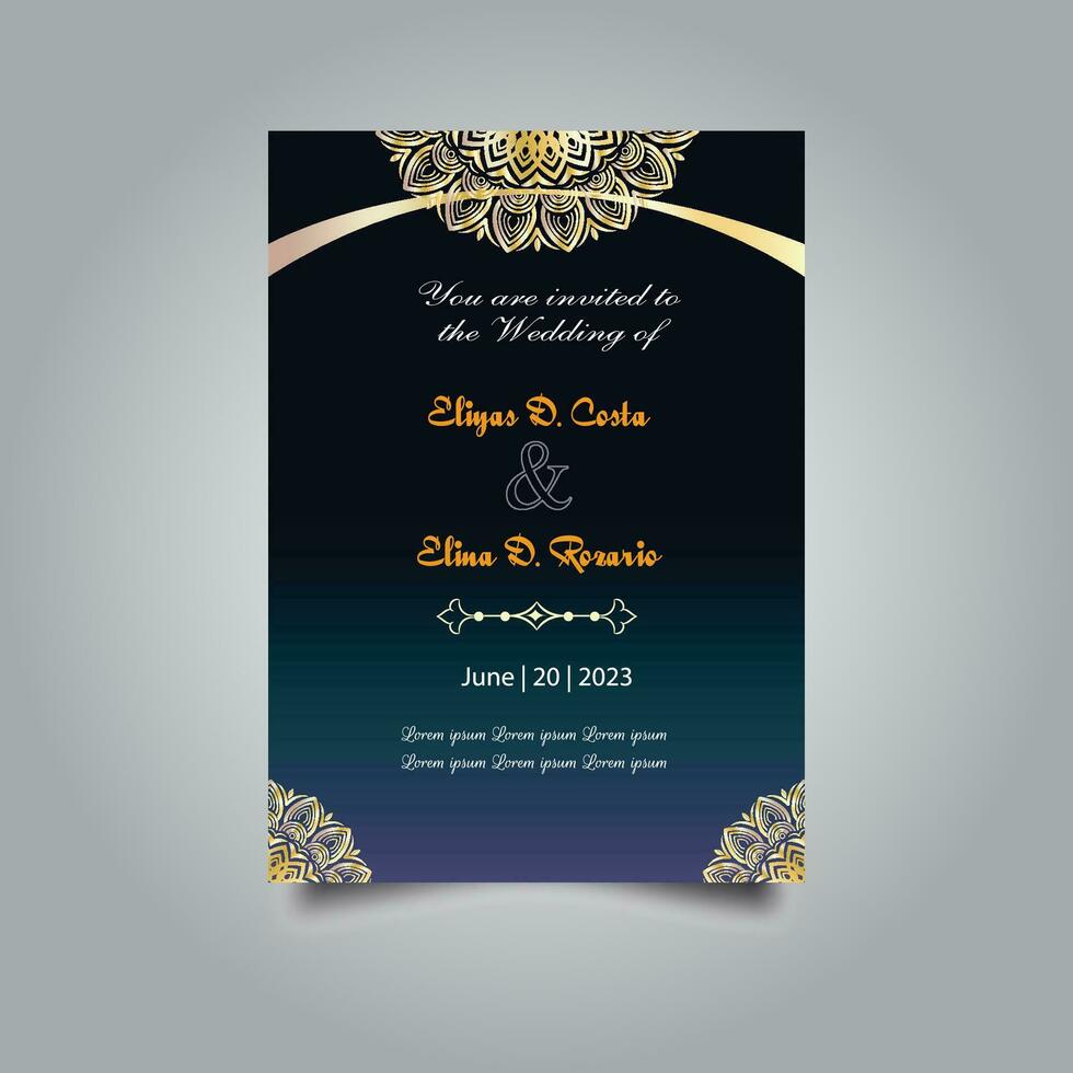 Luxury wedding invitation card design set. Luxury vintage golden vector invitation card template