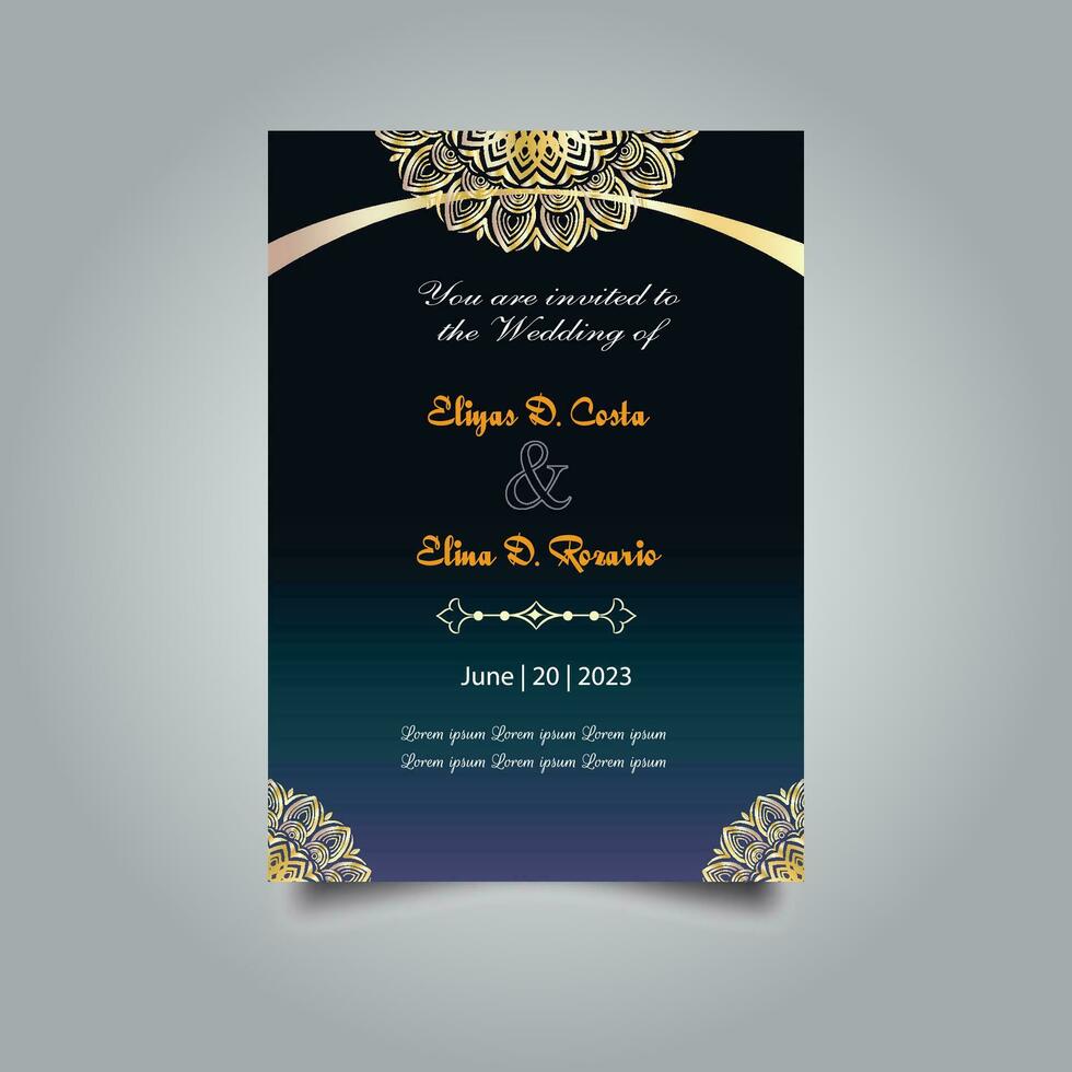 Luxury wedding invitation card design set. Luxury vintage golden vector invitation card template