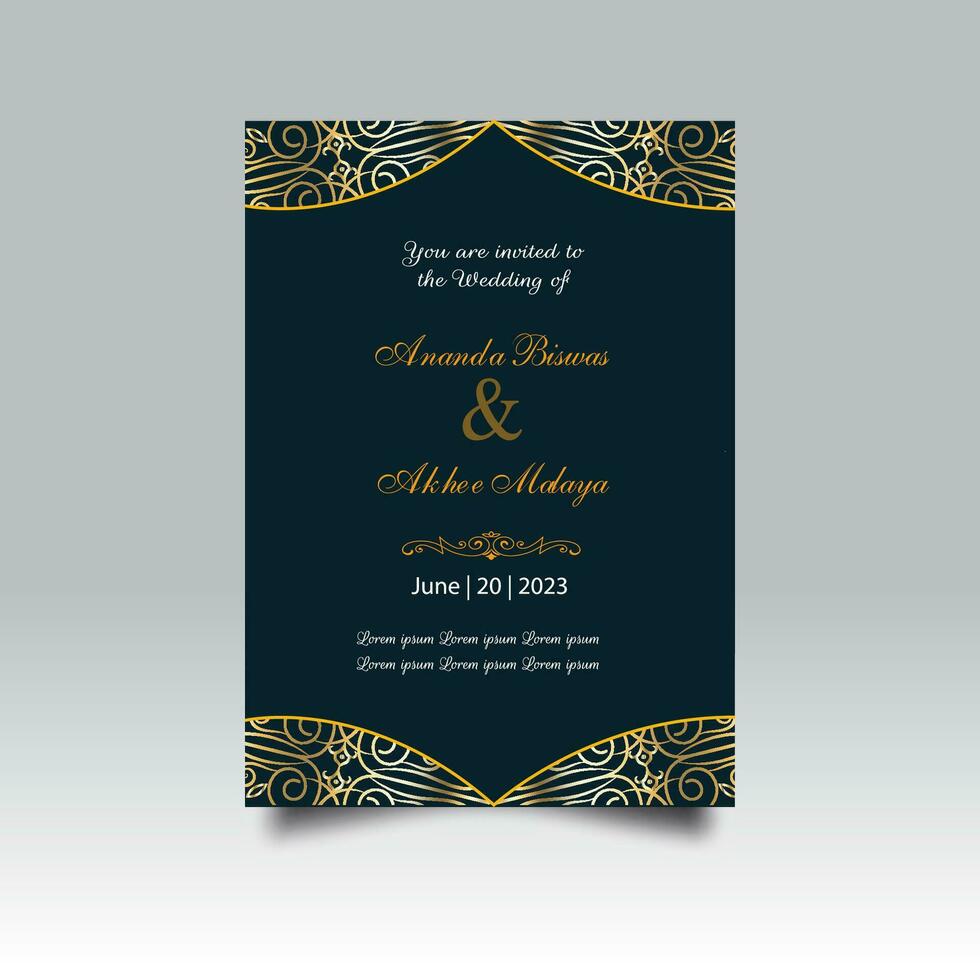 Luxury wedding invitation card design set. Luxury vintage golden vector invitation card template