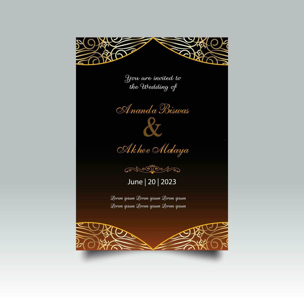 Luxury wedding invitation card design set. Luxury vintage golden vector invitation card template