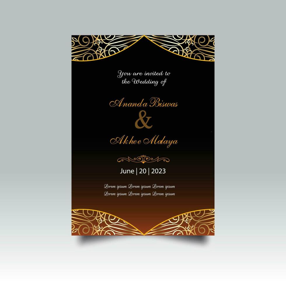 lujo Boda invitación tarjeta diseño colocar. lujo Clásico dorado vector invitación tarjeta modelo