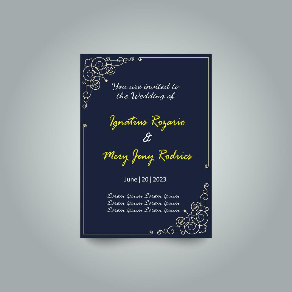 Luxury wedding invitation card design set. Luxury vintage golden vector invitation card template