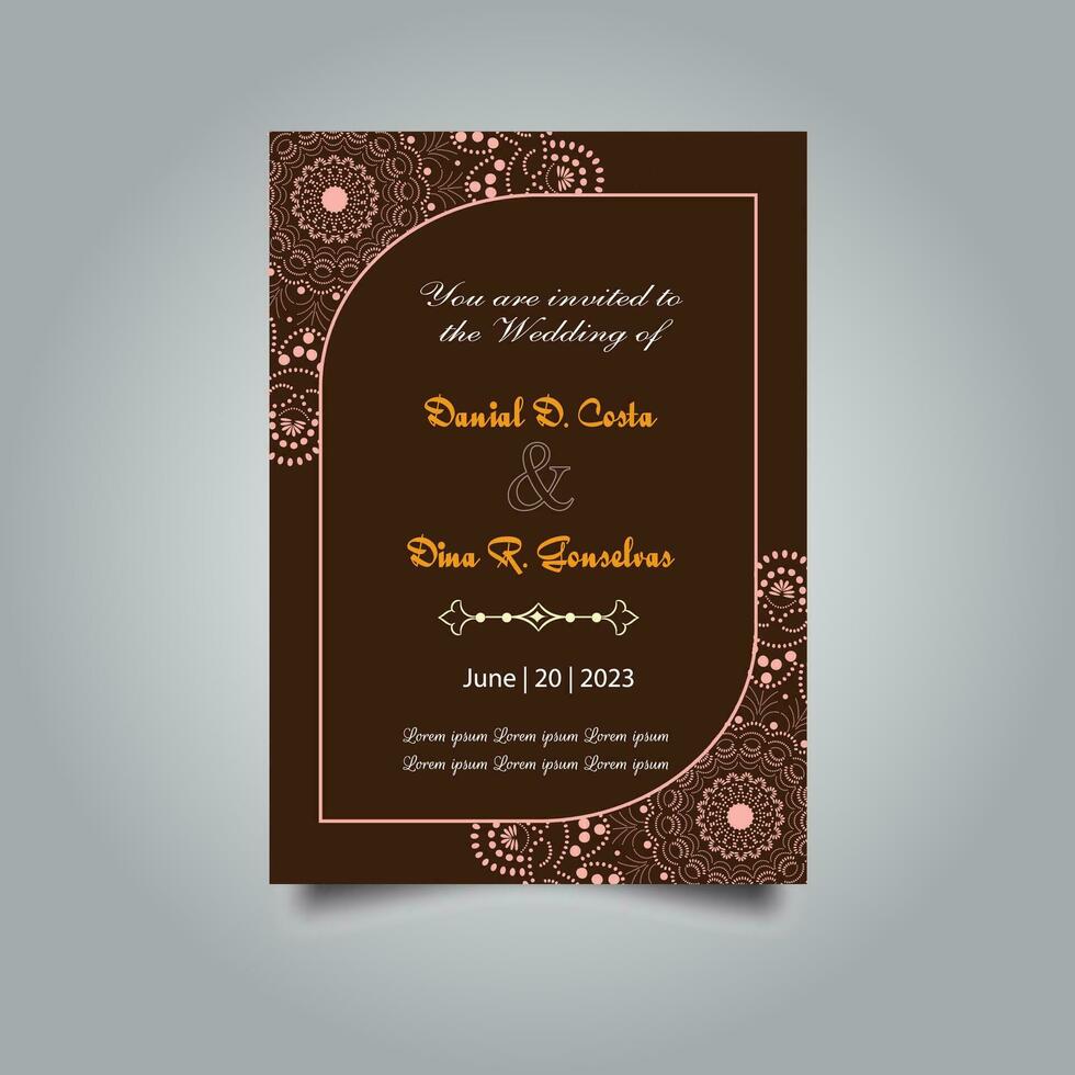 Luxury wedding invitation card design set. Luxury vintage golden vector invitation card template