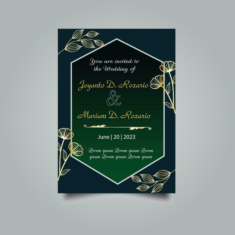 Luxury wedding invitation card design set. Luxury vintage golden vector invitation card template