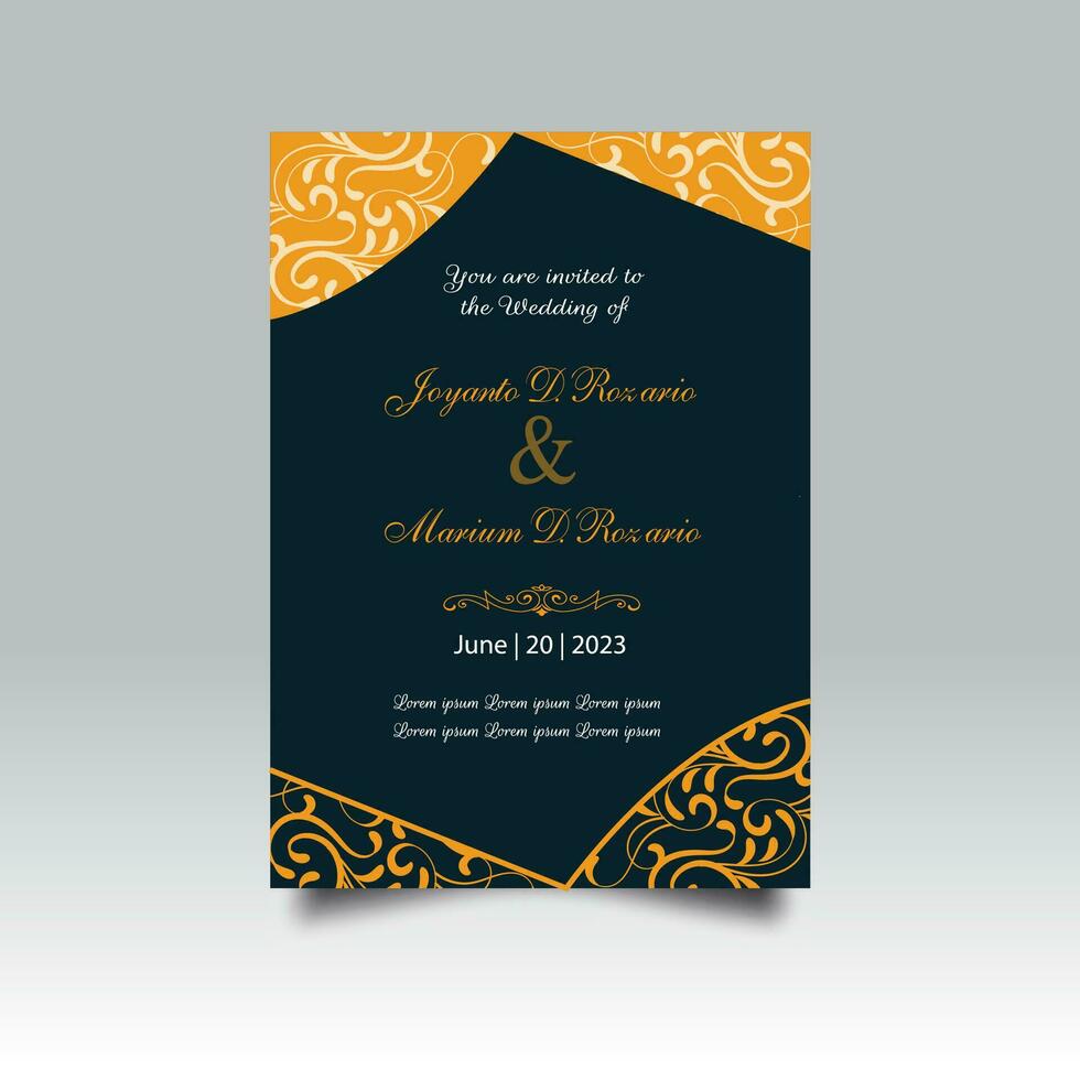 Luxury wedding invitation card design set. Luxury vintage golden vector invitation card template