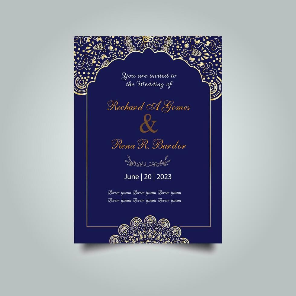 Luxury wedding invitation card design set. Luxury vintage golden vector invitation card template