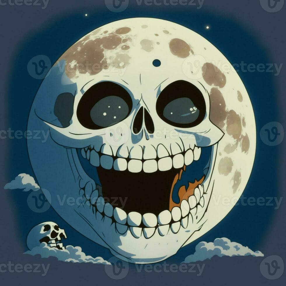 moon with a grinning skull face photo