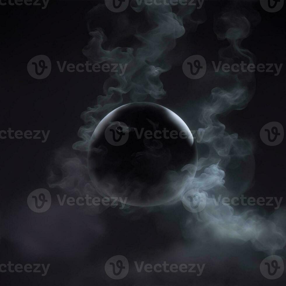 black magic atmosphere, glowing ball with smoke photo