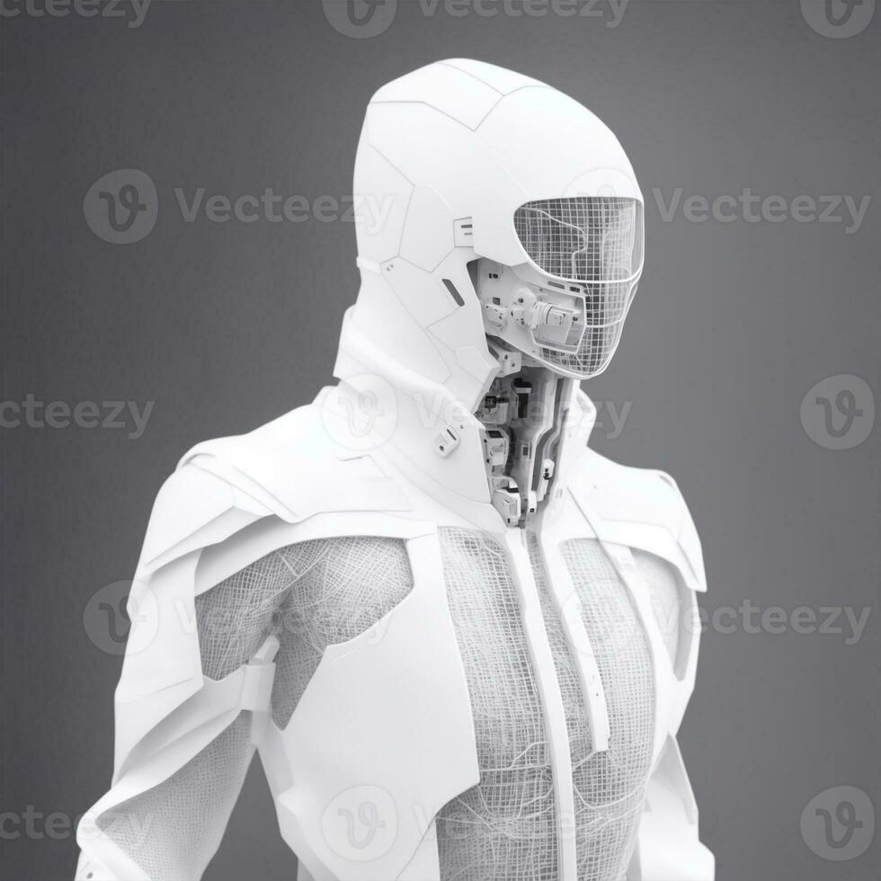 people with space masks and white jackets photo