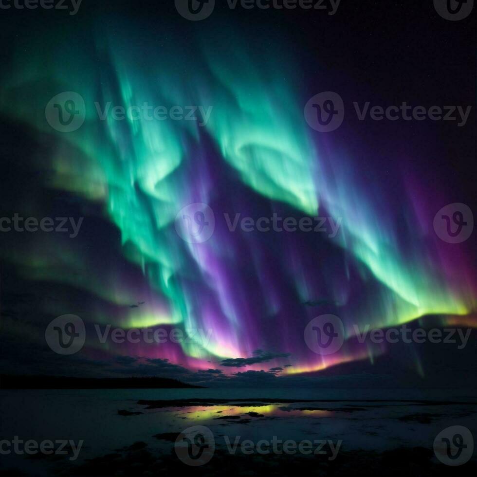 aurora borealis sky, black background photo