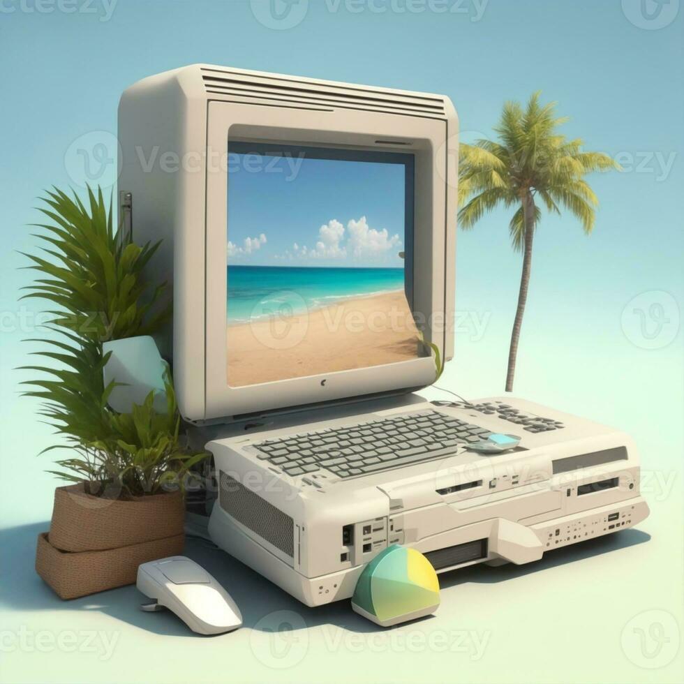 computadora va en vacaciones foto