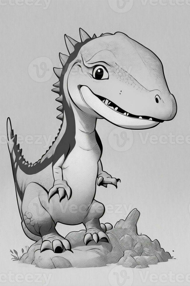 cute dinosaur black and white illustration photo