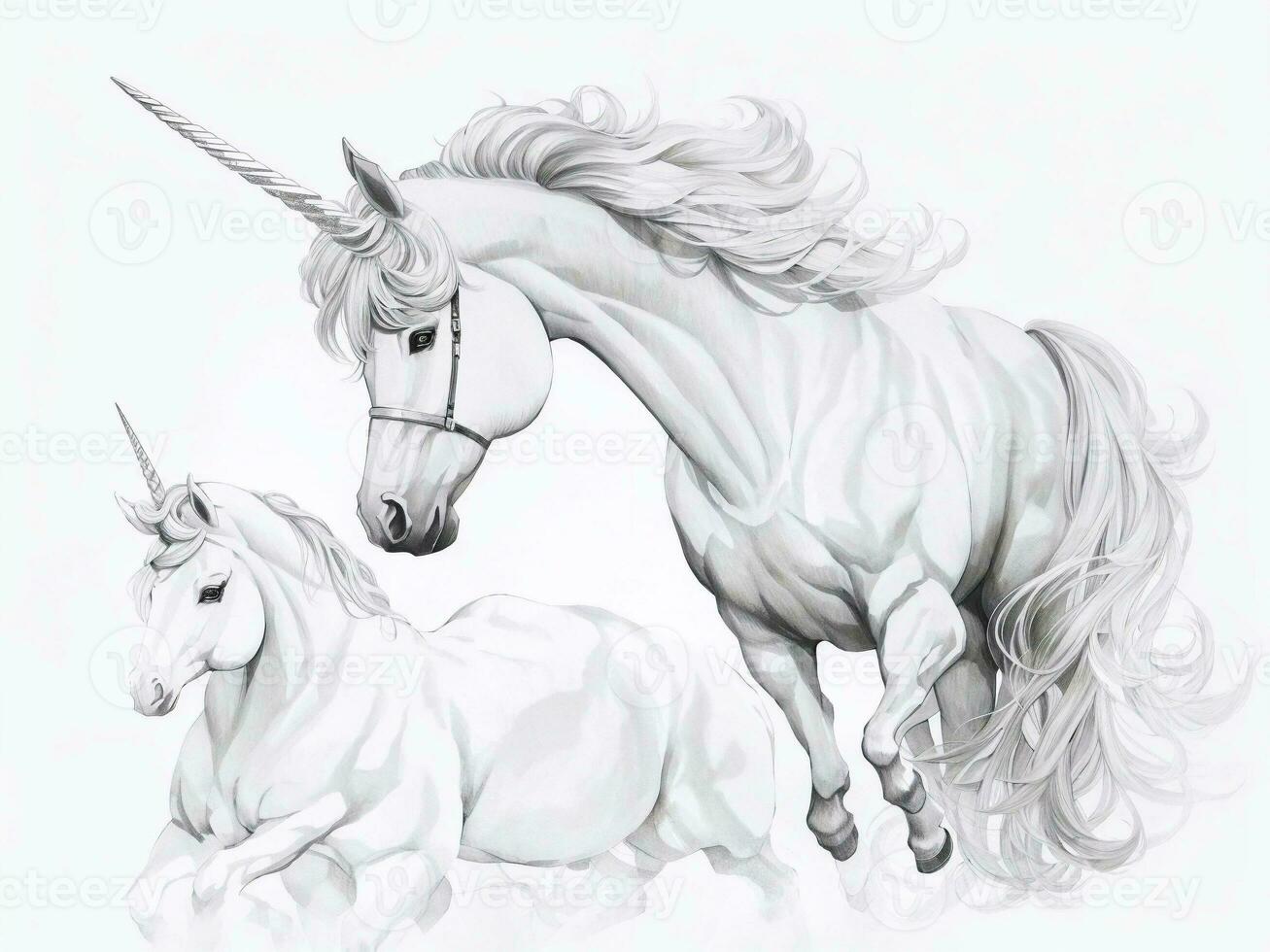 unicornio ilustración en blanco antecedentes foto