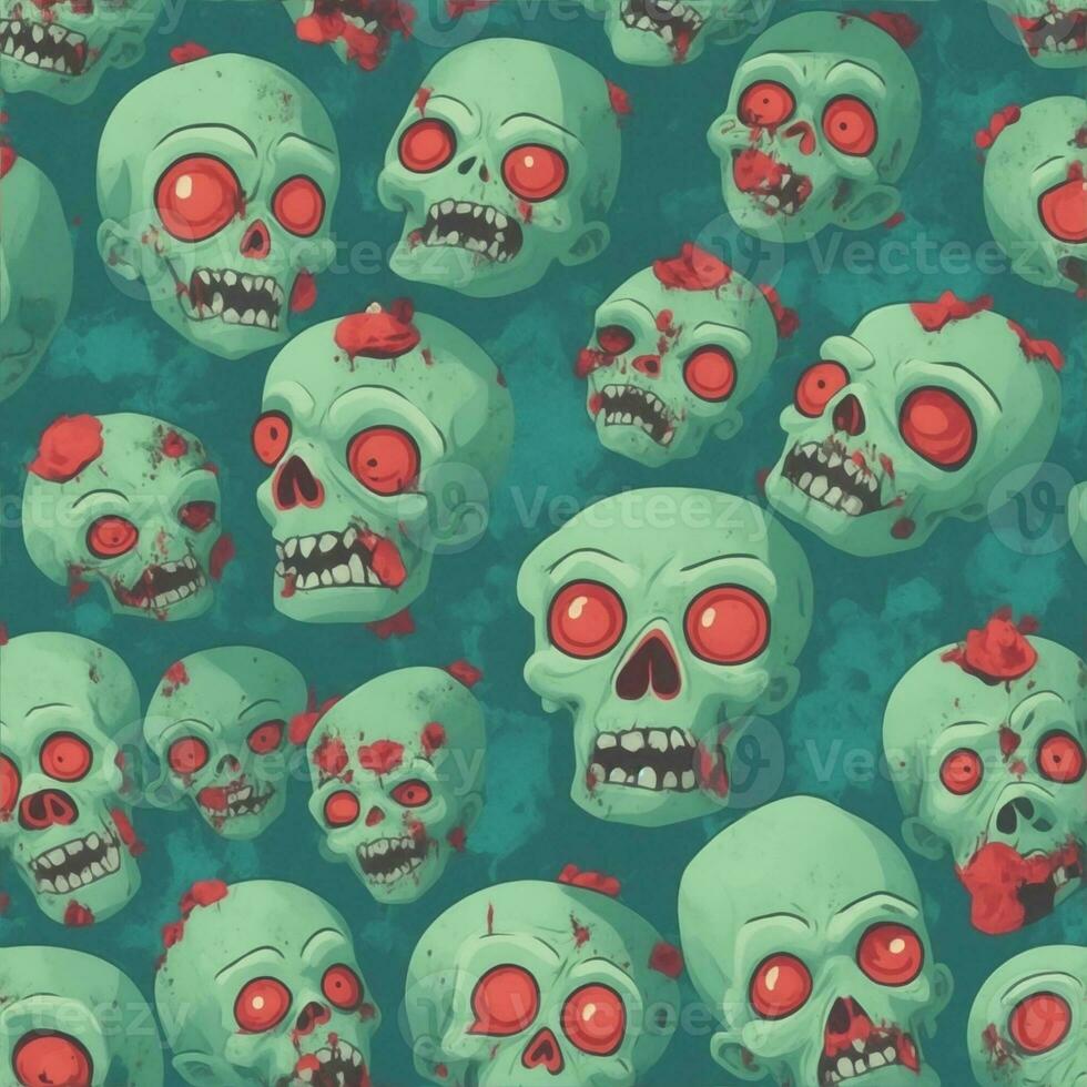 zombie head pattern, illustration cartoon style photo