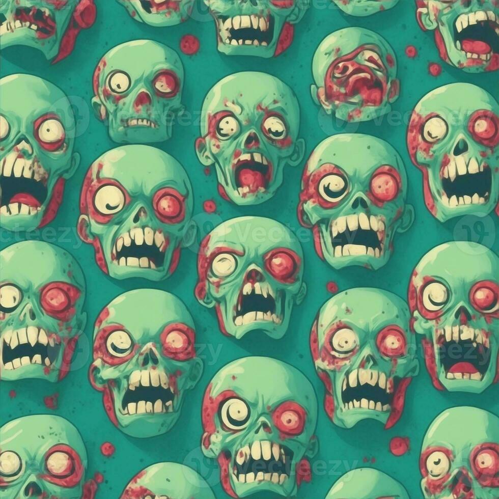 zombie head pattern, illustration cartoon style photo