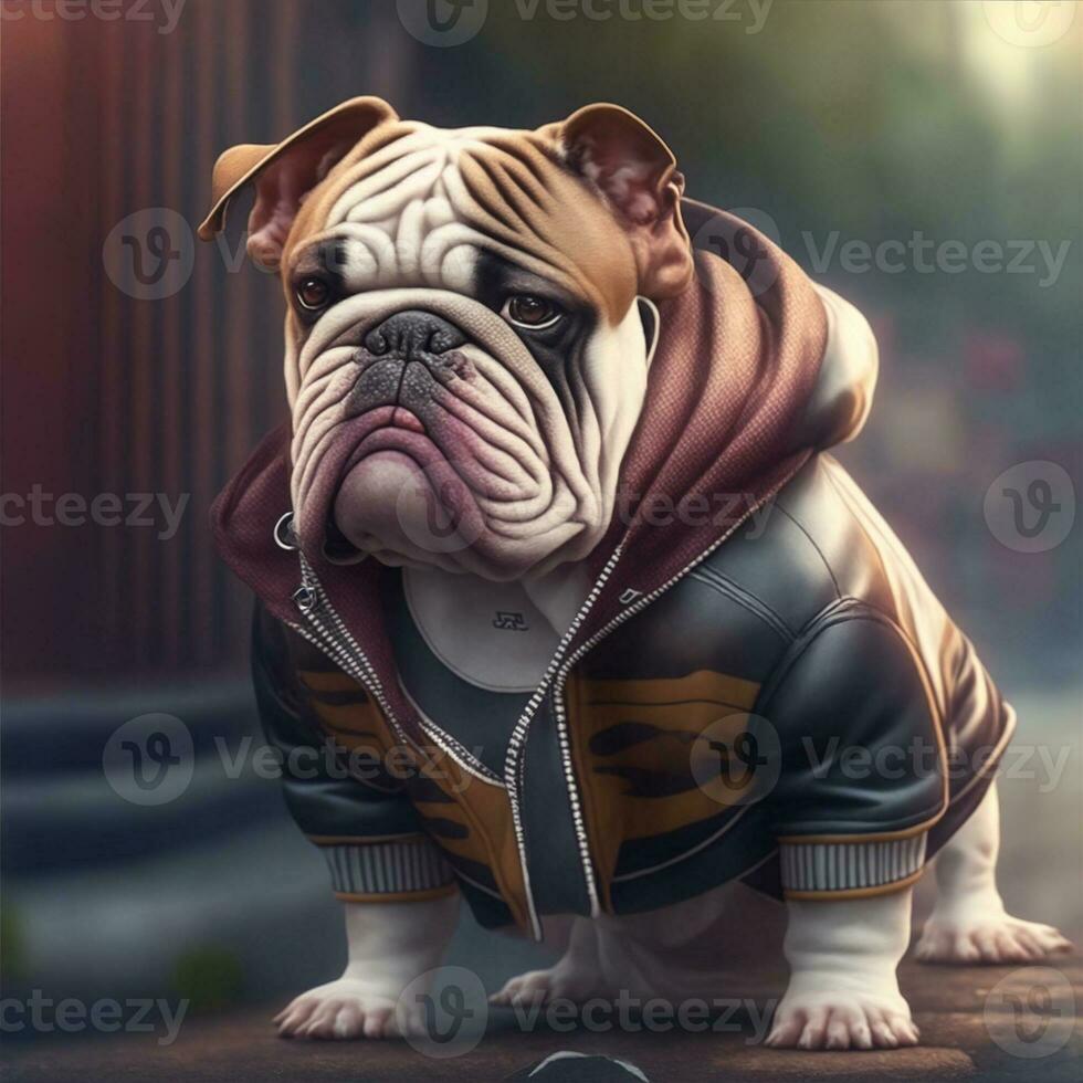 bulldog, street clothes illustration photo